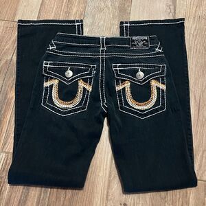 True Religion Jeans Womens Straight Black Billy Super T Size 25